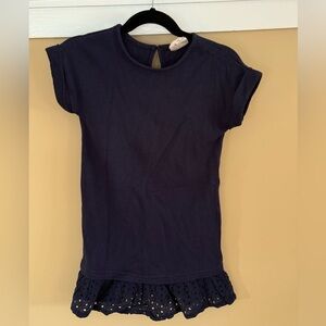Cotton On Kids Dark Blue Short Sleeve Dress with Lace Trim Bottom